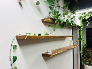 rustic timber floating shelevs